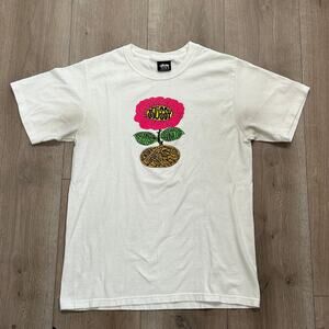 Stussy Sunflower Tee T shirt White Pink Size Small S B2
